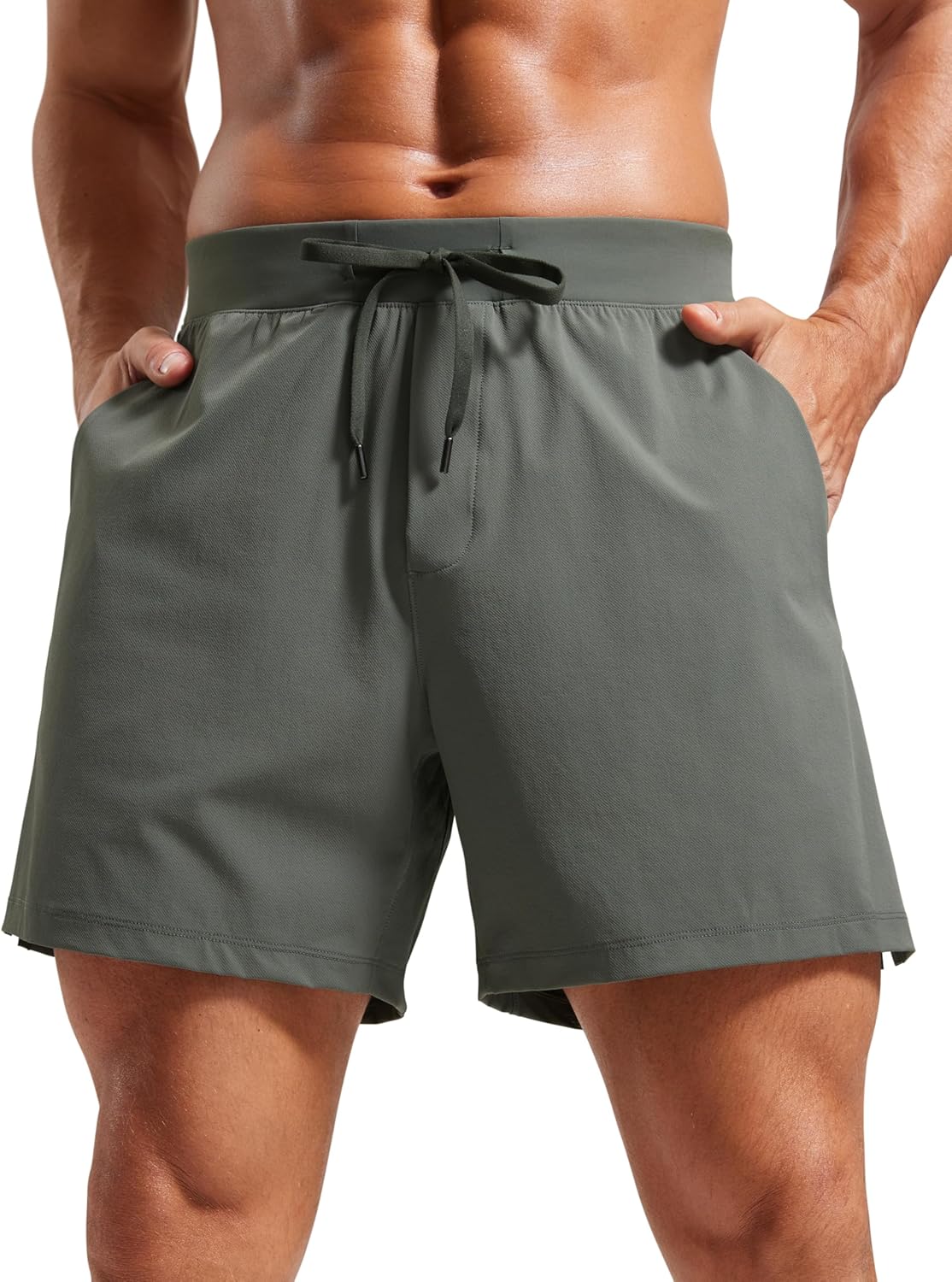 Mens Texture Training Shorts 5" - Side Split Quick Dry Lightweight for Workout Running with Zipper Pocket