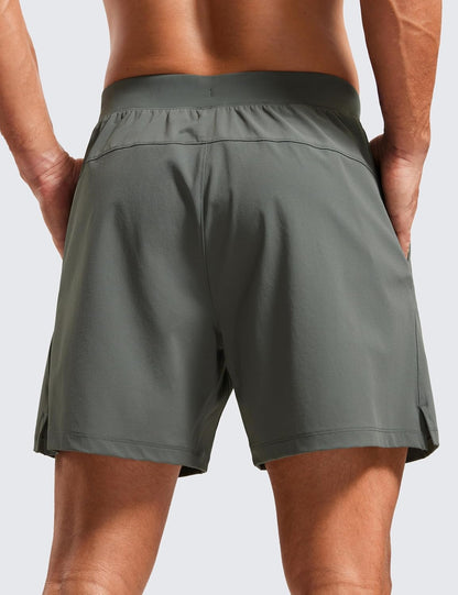 Mens Texture Training Shorts 5" - Side Split Quick Dry Lightweight for Workout Running with Zipper Pocket