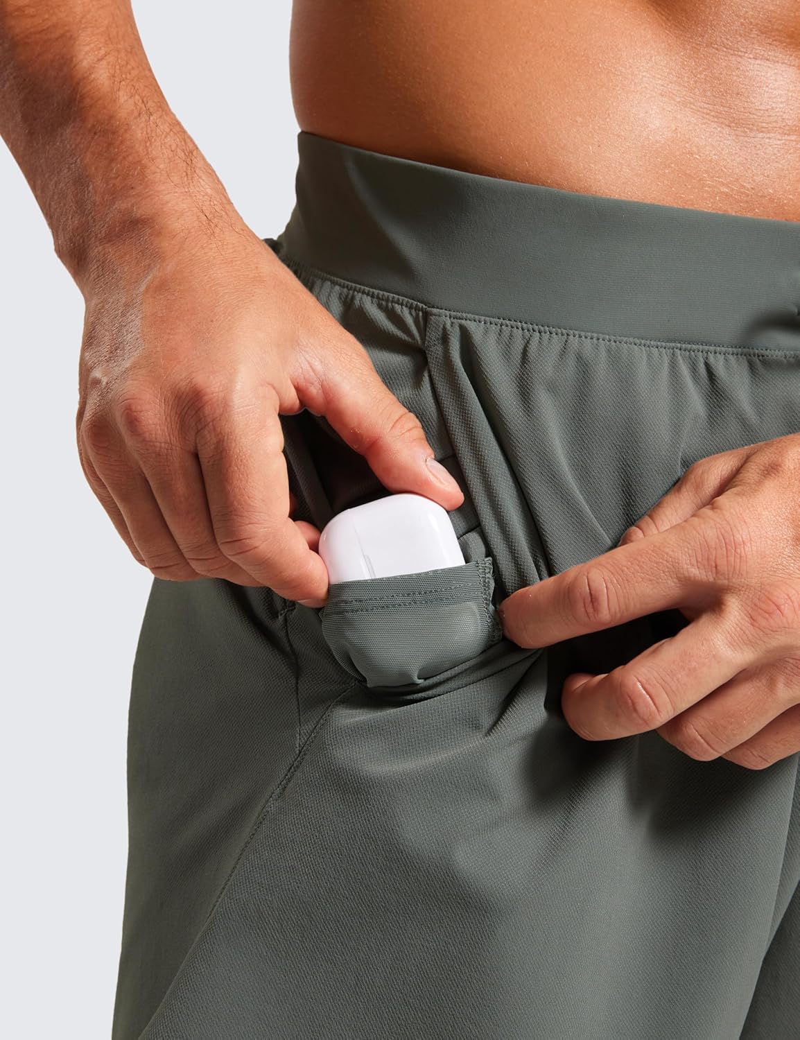 Mens Texture Training Shorts 5" - Side Split Quick Dry Lightweight for Workout Running with Zipper Pocket