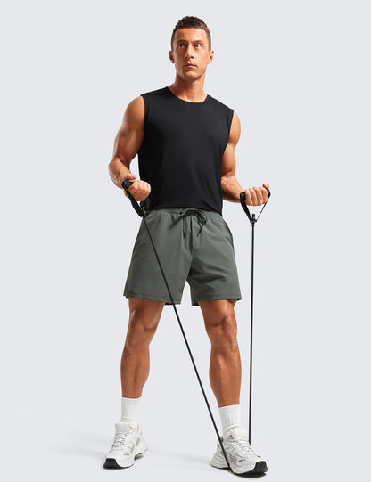 Mens Texture Training Shorts 5" - Side Split Quick Dry Lightweight for Workout Running with Zipper Pocket