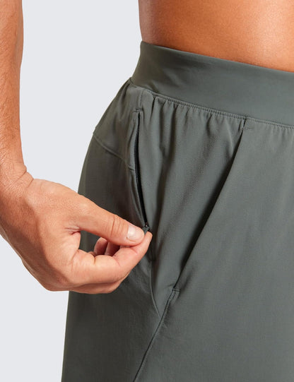 Mens Texture Training Shorts 5" - Side Split Quick Dry Lightweight for Workout Running with Zipper Pocket