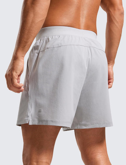 Mens Texture Training Shorts 5" - Side Split Quick Dry Lightweight for Workout Running with Zipper Pocket