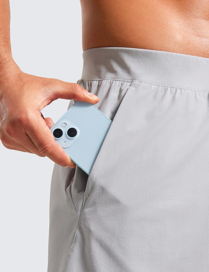 Mens Texture Training Shorts 5" - Side Split Quick Dry Lightweight for Workout Running with Zipper Pocket