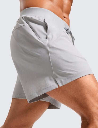 Mens Texture Training Shorts 5" - Side Split Quick Dry Lightweight for Workout Running with Zipper Pocket