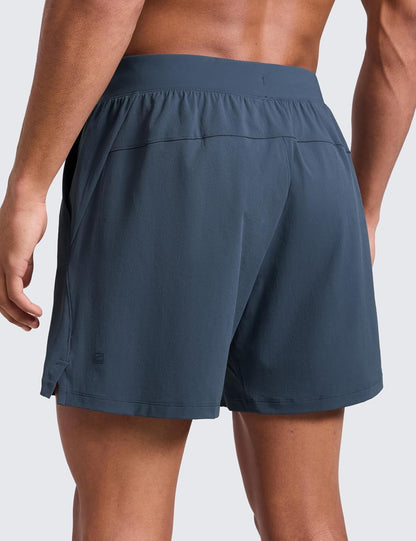 Mens Texture Training Shorts 5" - Side Split Quick Dry Lightweight for Workout Running with Zipper Pocket
