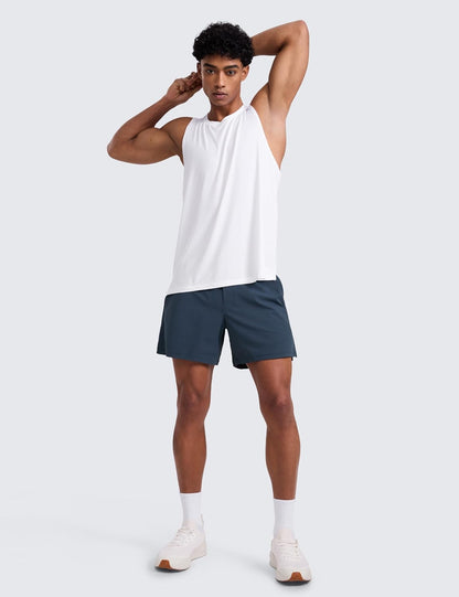 Mens Texture Training Shorts 5" - Side Split Quick Dry Lightweight for Workout Running with Zipper Pocket