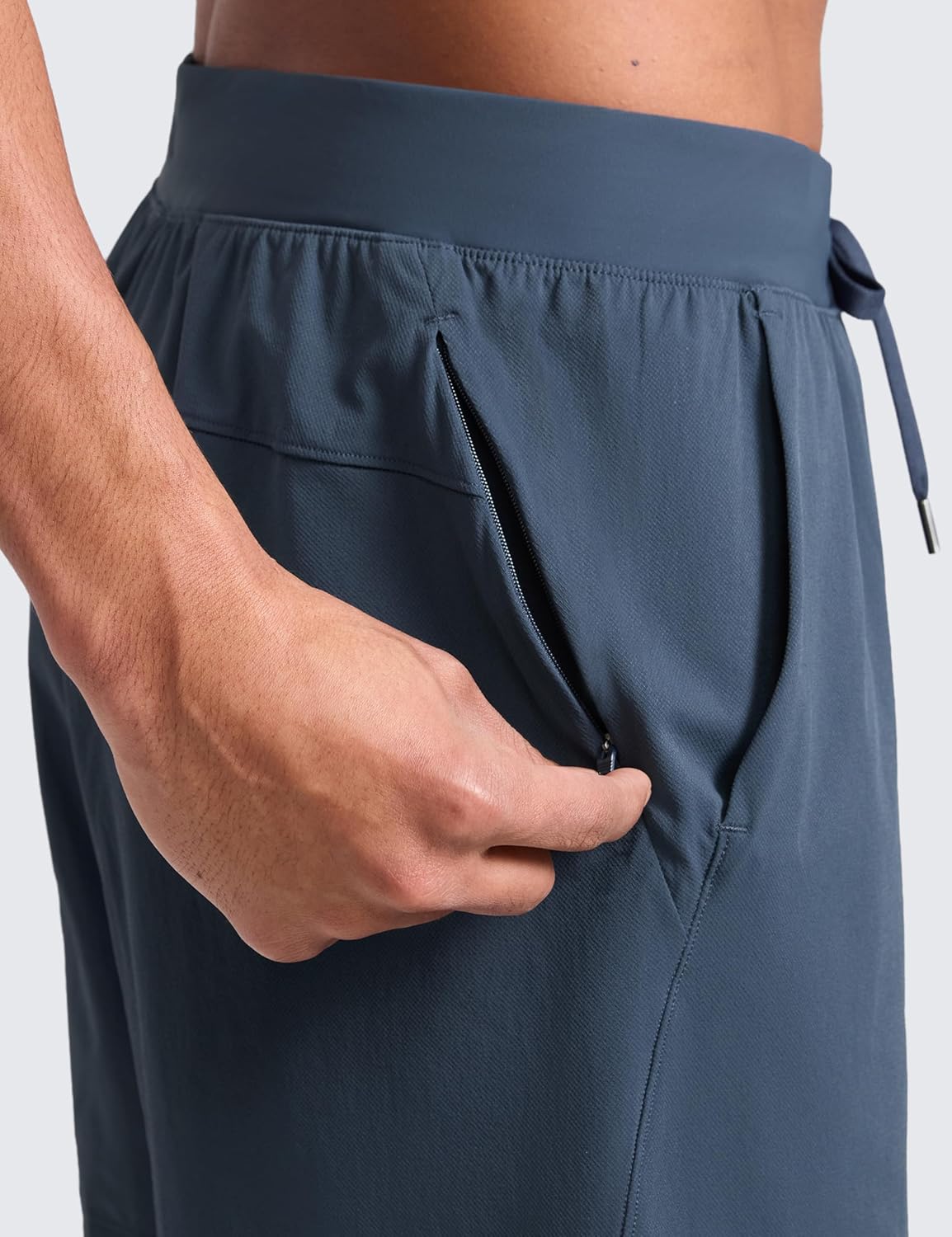 Mens Texture Training Shorts 5" - Side Split Quick Dry Lightweight for Workout Running with Zipper Pocket