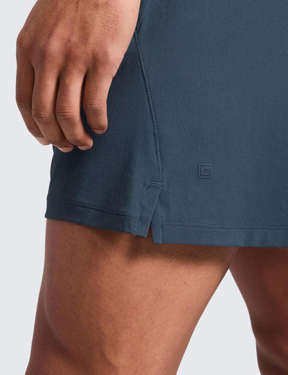 Mens Texture Training Shorts 5" - Side Split Quick Dry Lightweight for Workout Running with Zipper Pocket