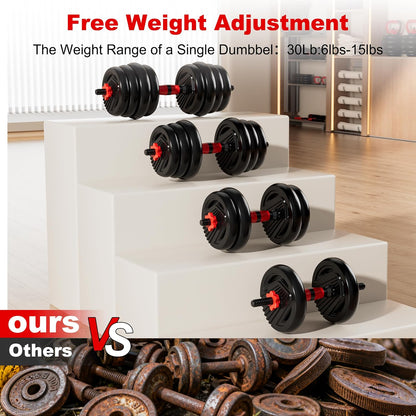 Adjustable Dumbbell Set,20/30/45/70/90lbs Free Weight with Connector | 5 in1 Dumbbells Set Used as Barbell, Kettlebells, Push up Stand,Weight Plate, Fitness Exercises for Home Gym