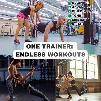 Suspension Trainer, Bodyweight Training Straps for Full Body Workouts at Home, Includes Door Anchor, Extension Arms and Advanced Foot Straps. Green