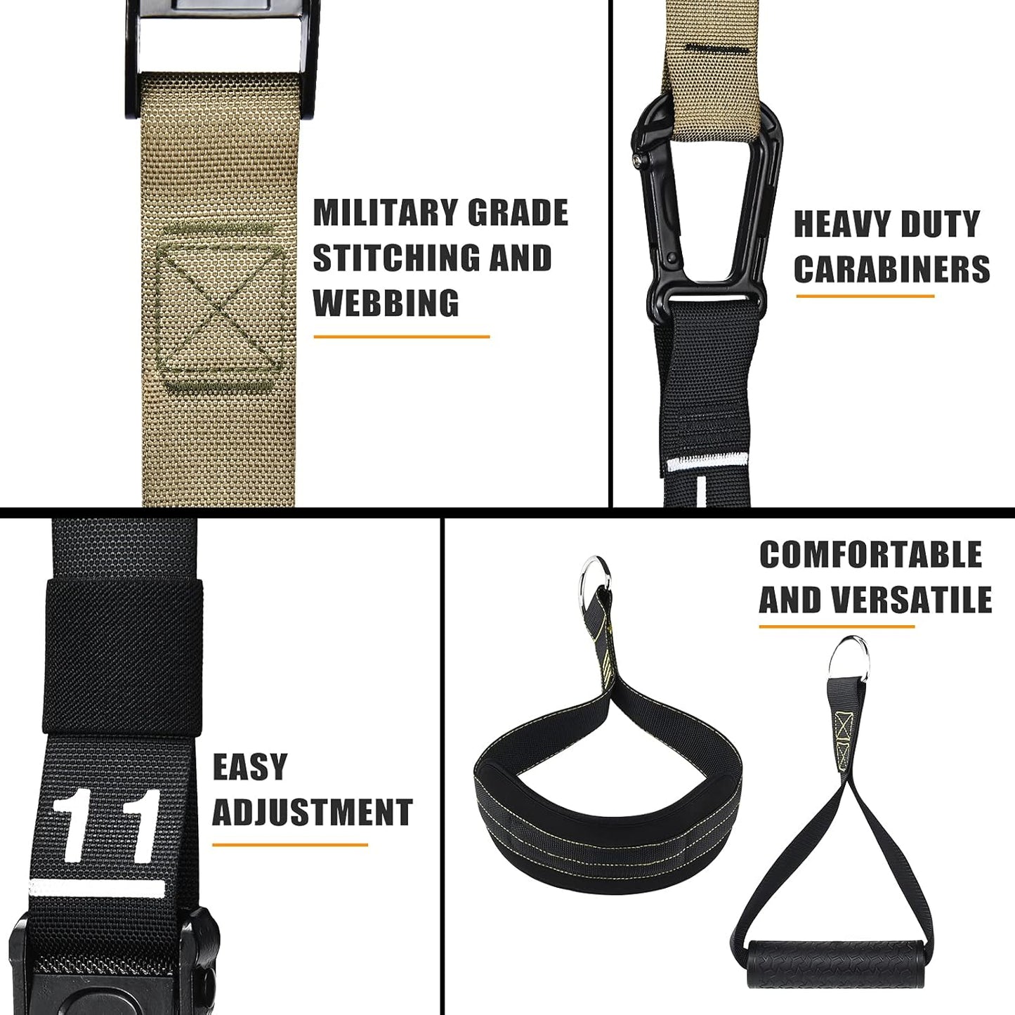 Suspension Trainer, Bodyweight Training Straps for Full Body Workouts at Home, Includes Door Anchor, Extension Arms and Advanced Foot Straps. Green