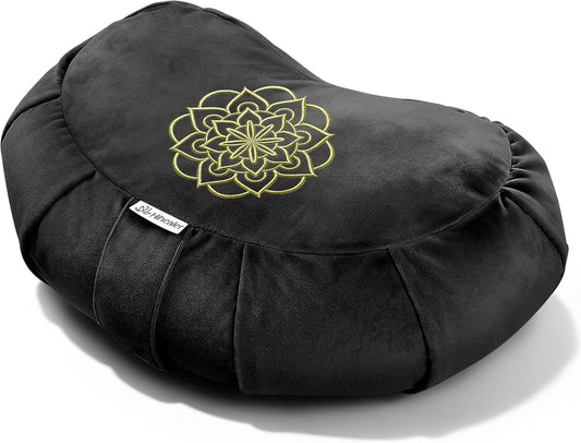 Premium Crescent Meditation Cushion, Ergonomic Buckwheat Hull Floor Pillow for Adults, Comfortable Yoga Bolster for Meditation & Floor Sitting (Purple)