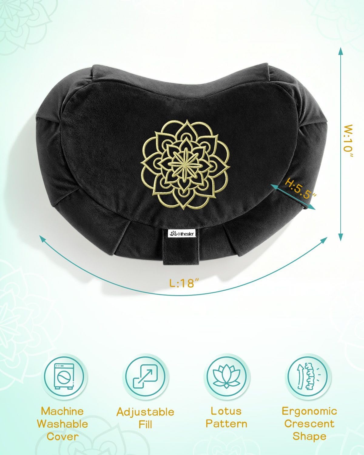 Premium Crescent Meditation Cushion, Ergonomic Buckwheat Hull Floor Pillow for Adults, Comfortable Yoga Bolster for Meditation & Floor Sitting (Purple)