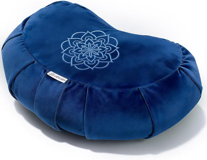 Premium Crescent Meditation Cushion, Ergonomic Buckwheat Hull Floor Pillow for Adults, Comfortable Yoga Bolster for Meditation & Floor Sitting (Purple)