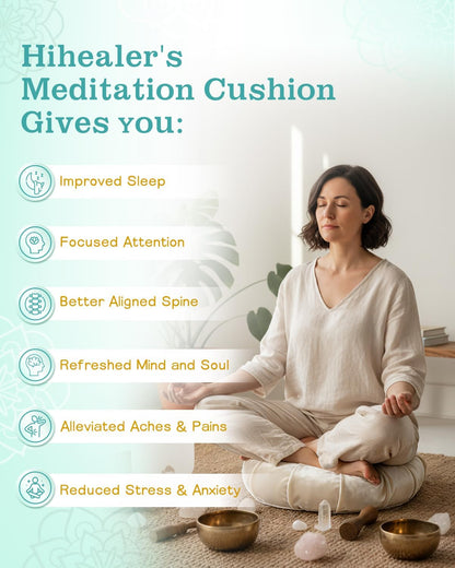 Premium Crescent Meditation Cushion, Ergonomic Buckwheat Hull Floor Pillow for Adults, Comfortable Yoga Bolster for Meditation & Floor Sitting (Purple)