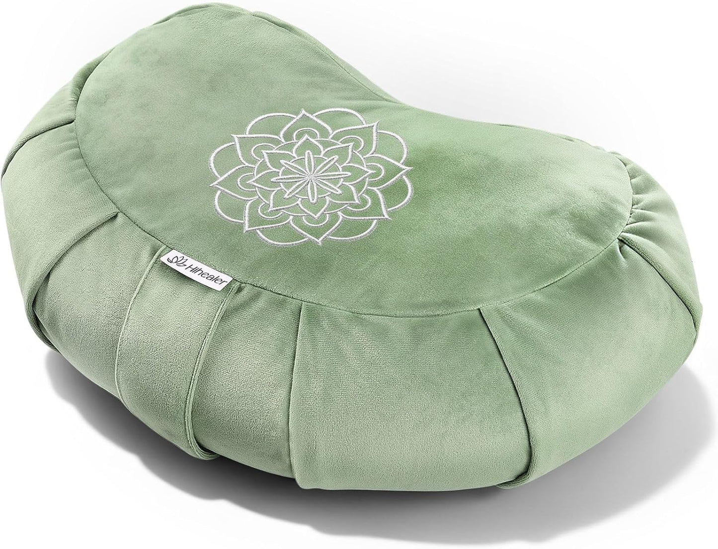 Premium Crescent Meditation Cushion, Ergonomic Buckwheat Hull Floor Pillow for Adults, Comfortable Yoga Bolster for Meditation & Floor Sitting (Purple)