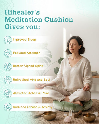 Premium Crescent Meditation Cushion, Ergonomic Buckwheat Hull Floor Pillow for Adults, Comfortable Yoga Bolster for Meditation & Floor Sitting (Purple)