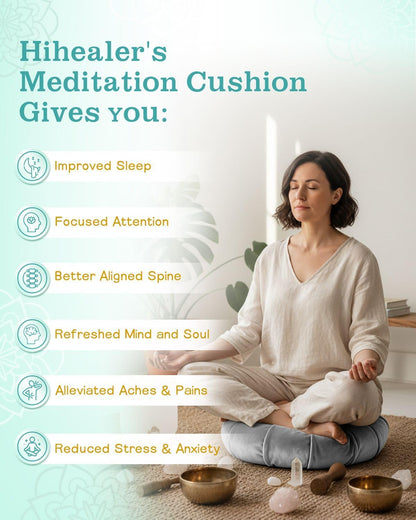 Premium Crescent Meditation Cushion, Ergonomic Buckwheat Hull Floor Pillow for Adults, Comfortable Yoga Bolster for Meditation & Floor Sitting (Purple)