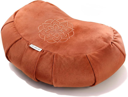 Premium Crescent Meditation Cushion, Ergonomic Buckwheat Hull Floor Pillow for Adults, Comfortable Yoga Bolster for Meditation & Floor Sitting (Purple)