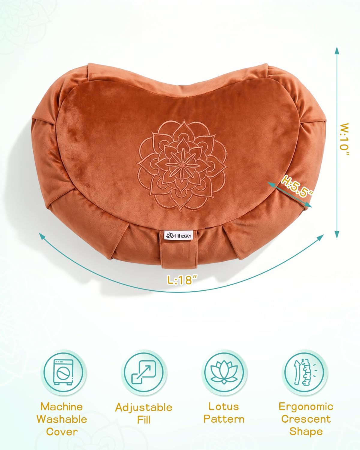 Premium Crescent Meditation Cushion, Ergonomic Buckwheat Hull Floor Pillow for Adults, Comfortable Yoga Bolster for Meditation & Floor Sitting (Purple)