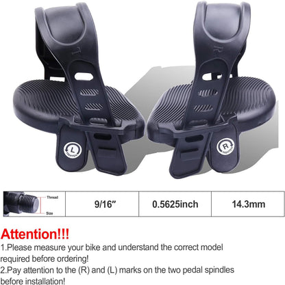 Stationary Bike Pedals - 1 Pair 9/16" Recumbent Exercise Bike Pedals wih 2pcs Strips Widened, Fits Sunlite Flat Form Exerciser Equipment & Spinning Exercise Bike Bicycle Home & Gym (NEW-9/16)
