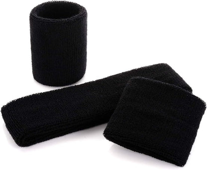 Sweatband Set Sports Headband Wristband Set Sweatbands Terry Cloth Wristband Wrist Sweatband Headbands Moisture Wicking Sweat Absorbing Head Band