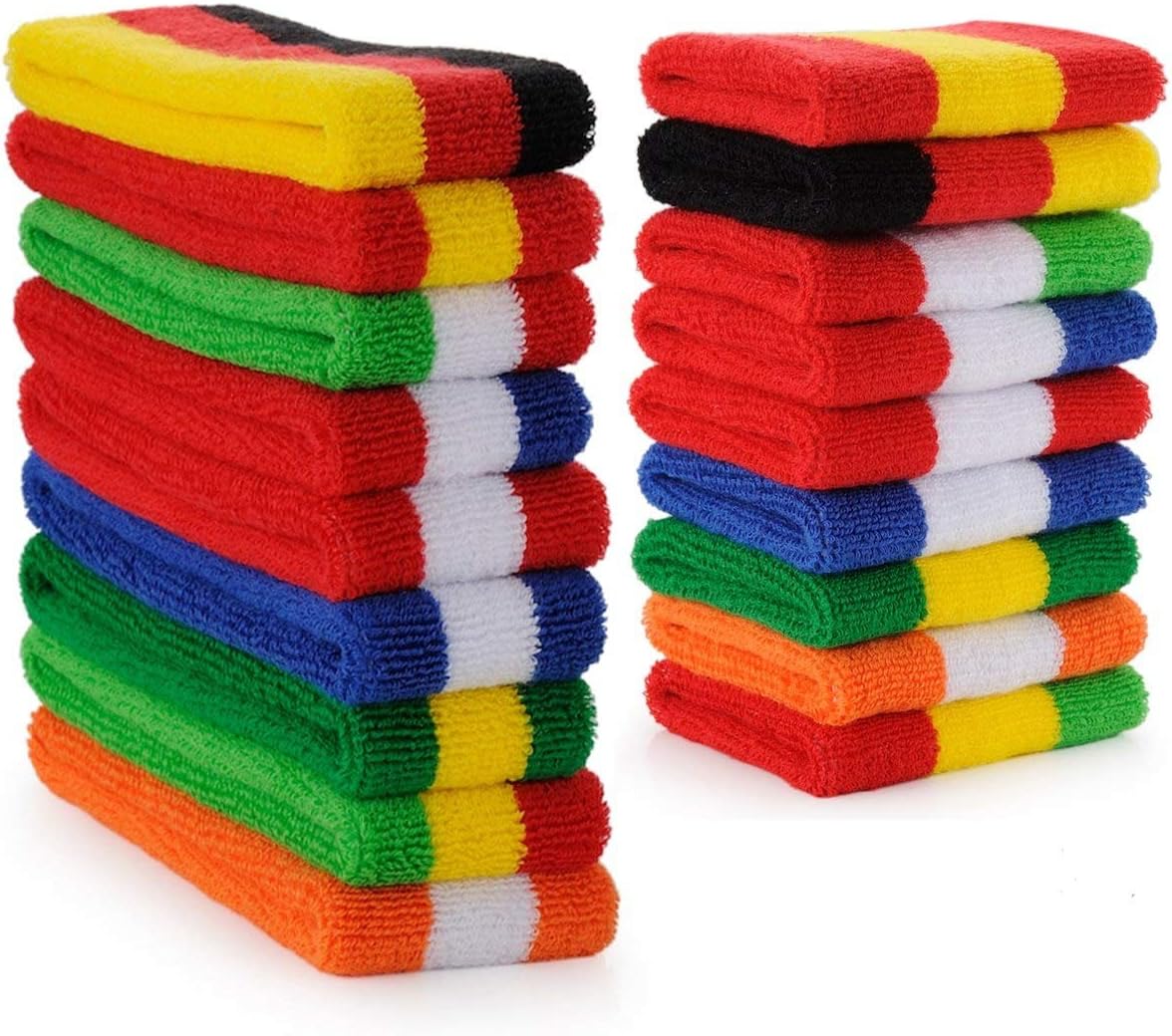 Sweatband Set Sports Headband Wristband Set Sweatbands Terry Cloth Wristband Wrist Sweatband Headbands Moisture Wicking Sweat Absorbing Head Band
