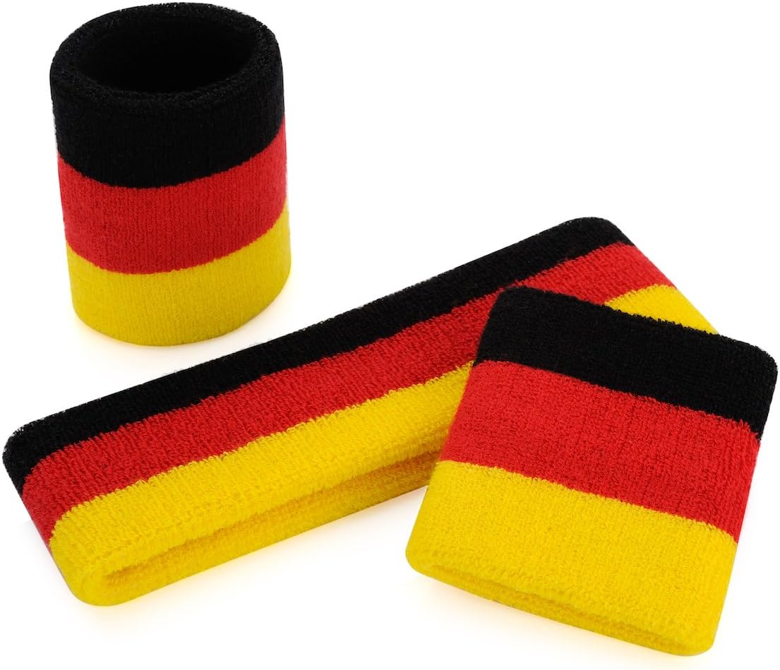 Sweatband Set Sports Headband Wristband Set Sweatbands Terry Cloth Wristband Wrist Sweatband Headbands Moisture Wicking Sweat Absorbing Head Band