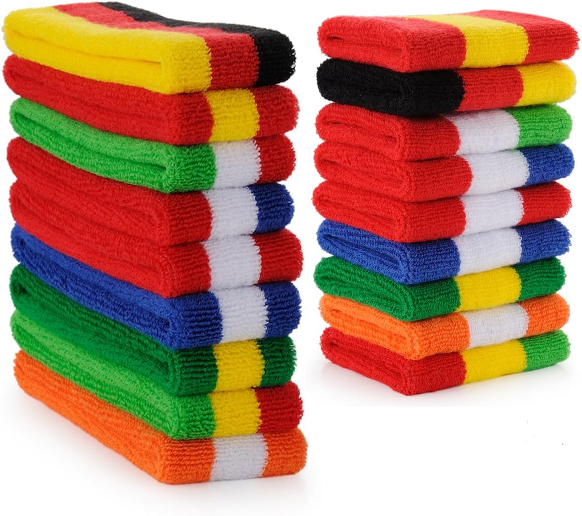 Sweatband Set Sports Headband Wristband Set Sweatbands Terry Cloth Wristband Wrist Sweatband Headbands Moisture Wicking Sweat Absorbing Head Band