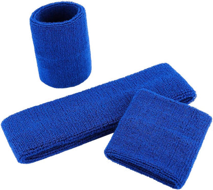 Sweatband Set Sports Headband Wristband Set Sweatbands Terry Cloth Wristband Wrist Sweatband Headbands Moisture Wicking Sweat Absorbing Head Band