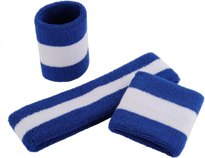 Sweatband Set Sports Headband Wristband Set Sweatbands Terry Cloth Wristband Wrist Sweatband Headbands Moisture Wicking Sweat Absorbing Head Band