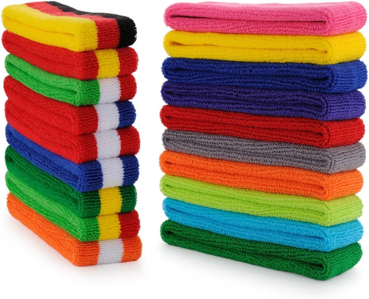Sweatband Set Sports Headband Wristband Set Sweatbands Terry Cloth Wristband Wrist Sweatband Headbands Moisture Wicking Sweat Absorbing Head Band