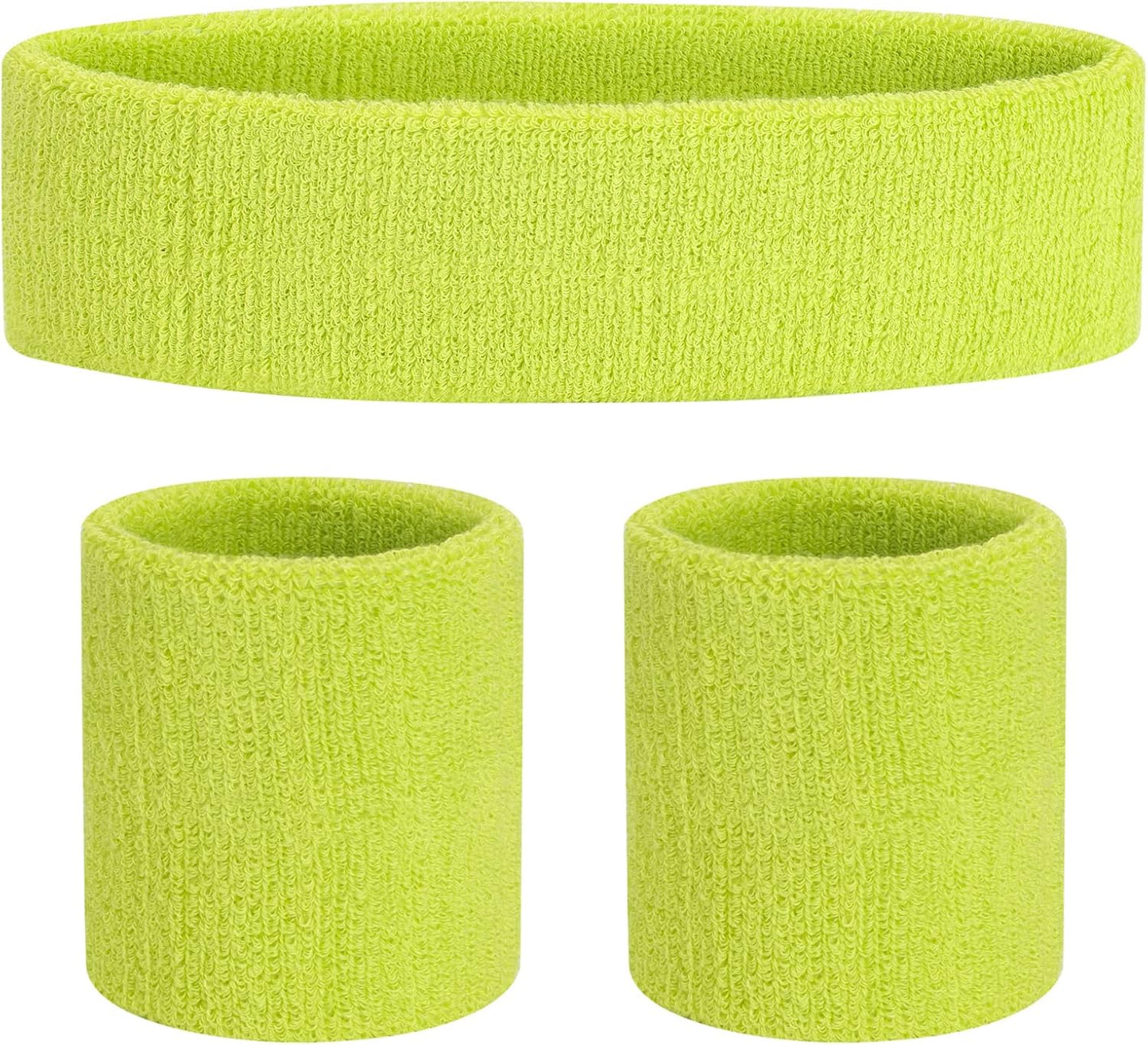 Sweatband Set Sports Headband Wristband Set Sweatbands Terry Cloth Wristband Wrist Sweatband Headbands Moisture Wicking Sweat Absorbing Head Band
