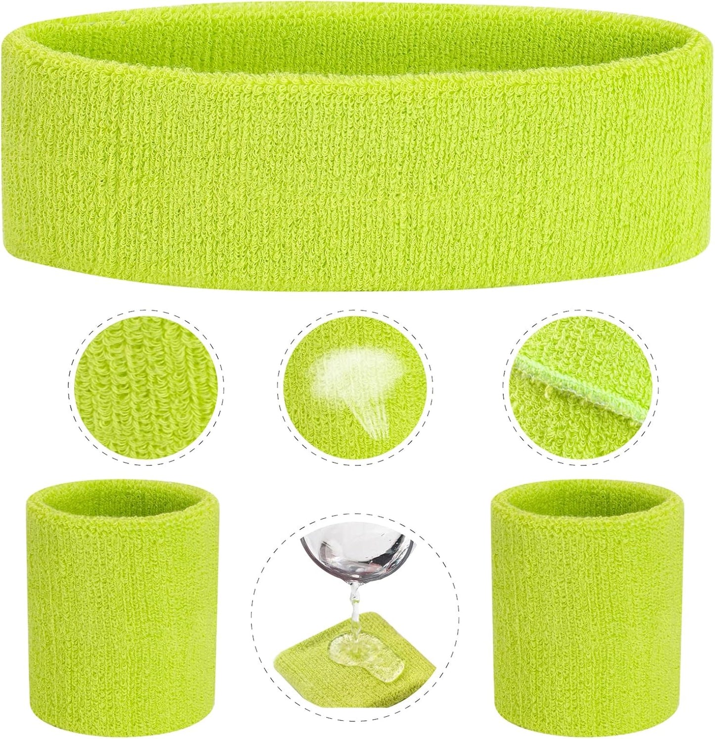 Sweatband Set Sports Headband Wristband Set Sweatbands Terry Cloth Wristband Wrist Sweatband Headbands Moisture Wicking Sweat Absorbing Head Band