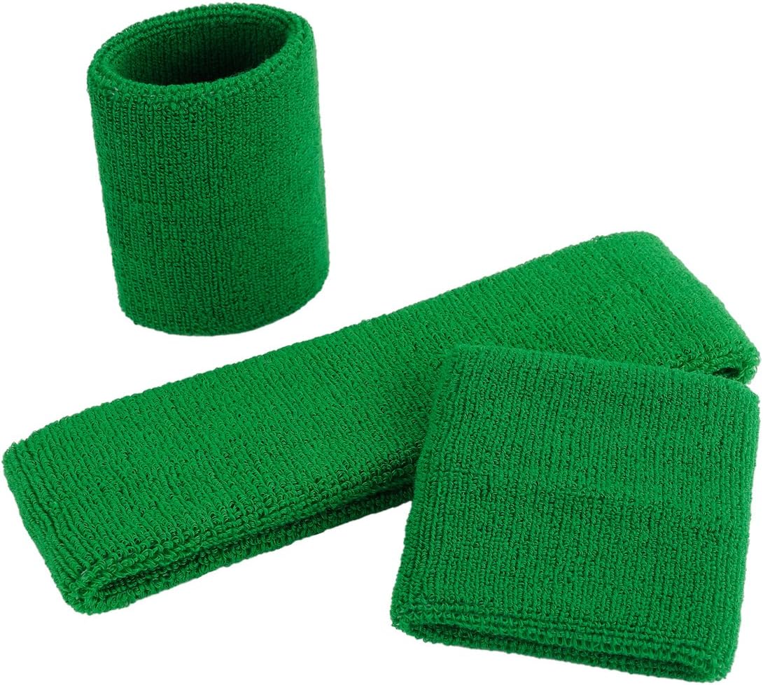 Sweatband Set Sports Headband Wristband Set Sweatbands Terry Cloth Wristband Wrist Sweatband Headbands Moisture Wicking Sweat Absorbing Head Band