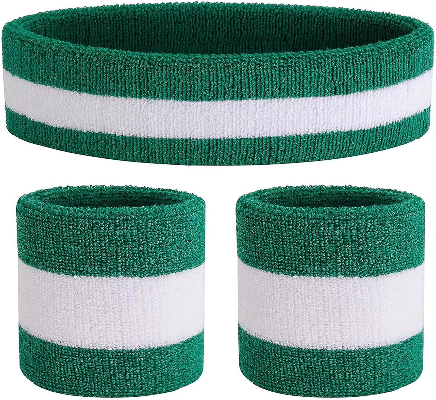 Sweatband Set Sports Headband Wristband Set Sweatbands Terry Cloth Wristband Wrist Sweatband Headbands Moisture Wicking Sweat Absorbing Head Band