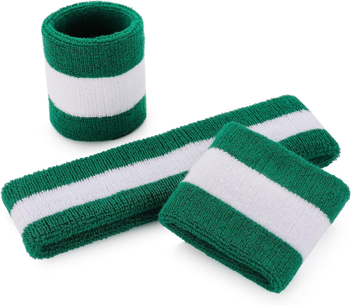 Sweatband Set Sports Headband Wristband Set Sweatbands Terry Cloth Wristband Wrist Sweatband Headbands Moisture Wicking Sweat Absorbing Head Band