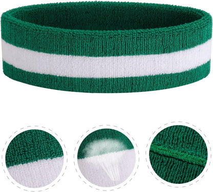Sweatband Set Sports Headband Wristband Set Sweatbands Terry Cloth Wristband Wrist Sweatband Headbands Moisture Wicking Sweat Absorbing Head Band