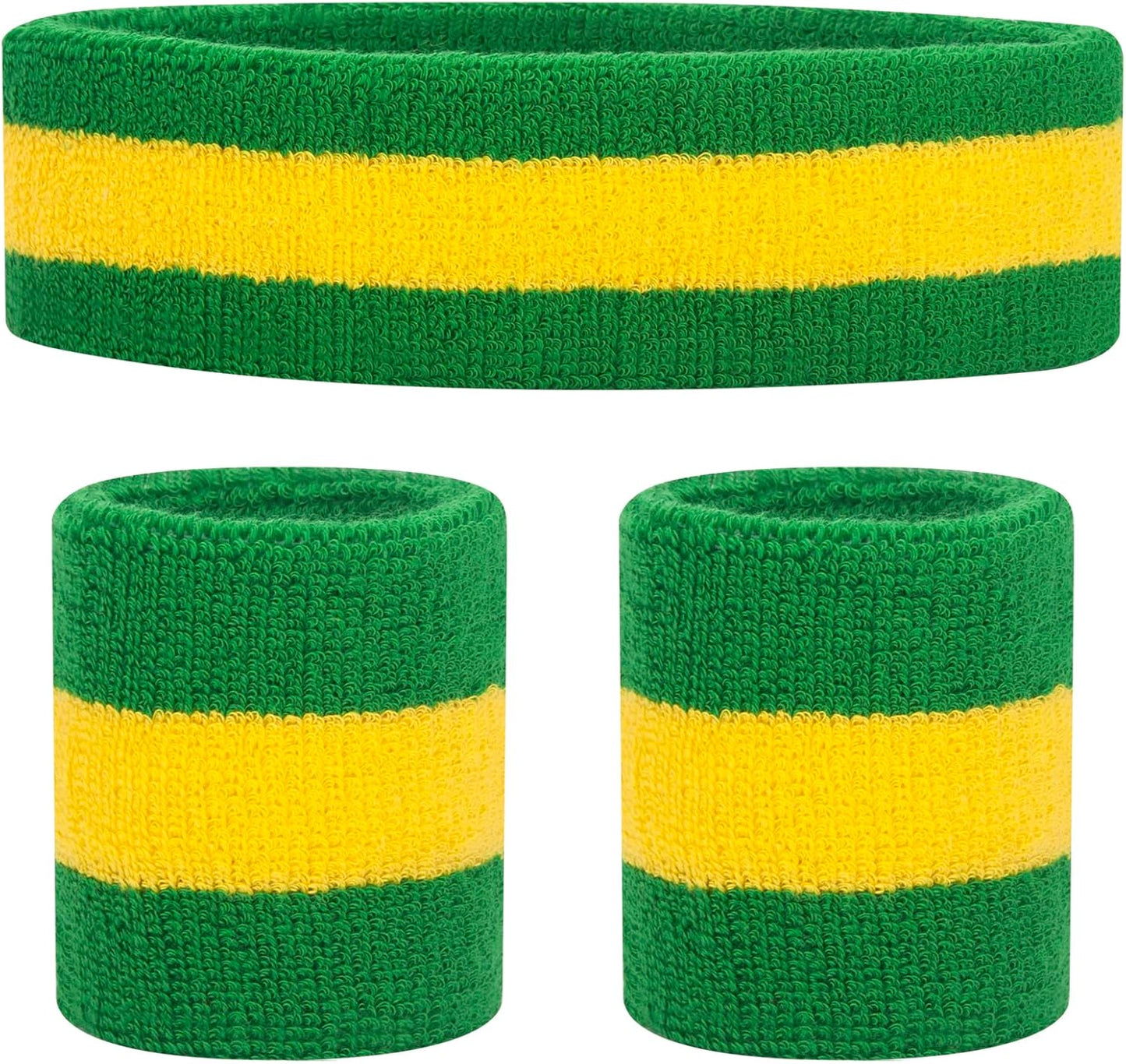 Sweatband Set Sports Headband Wristband Set Sweatbands Terry Cloth Wristband Wrist Sweatband Headbands Moisture Wicking Sweat Absorbing Head Band