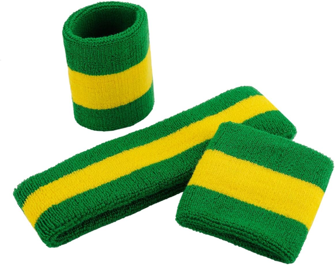 Sweatband Set Sports Headband Wristband Set Sweatbands Terry Cloth Wristband Wrist Sweatband Headbands Moisture Wicking Sweat Absorbing Head Band