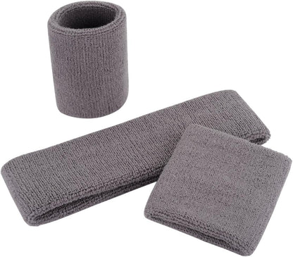 Sweatband Set Sports Headband Wristband Set Sweatbands Terry Cloth Wristband Wrist Sweatband Headbands Moisture Wicking Sweat Absorbing Head Band