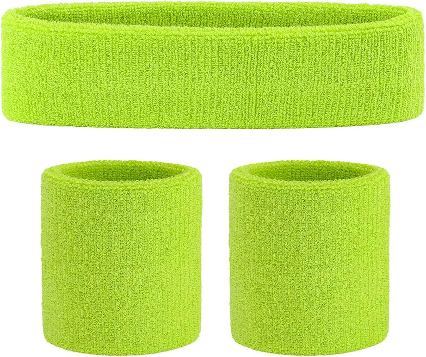 Sweatband Set Sports Headband Wristband Set Sweatbands Terry Cloth Wristband Wrist Sweatband Headbands Moisture Wicking Sweat Absorbing Head Band
