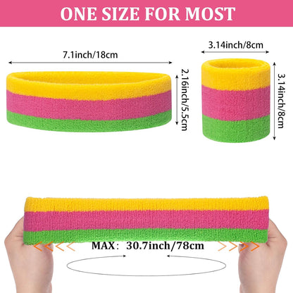 Sweatband Set Sports Headband Wristband Set Sweatbands Terry Cloth Wristband Wrist Sweatband Headbands Moisture Wicking Sweat Absorbing Head Band