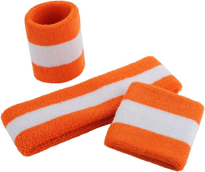 Sweatband Set Sports Headband Wristband Set Sweatbands Terry Cloth Wristband Wrist Sweatband Headbands Moisture Wicking Sweat Absorbing Head Band