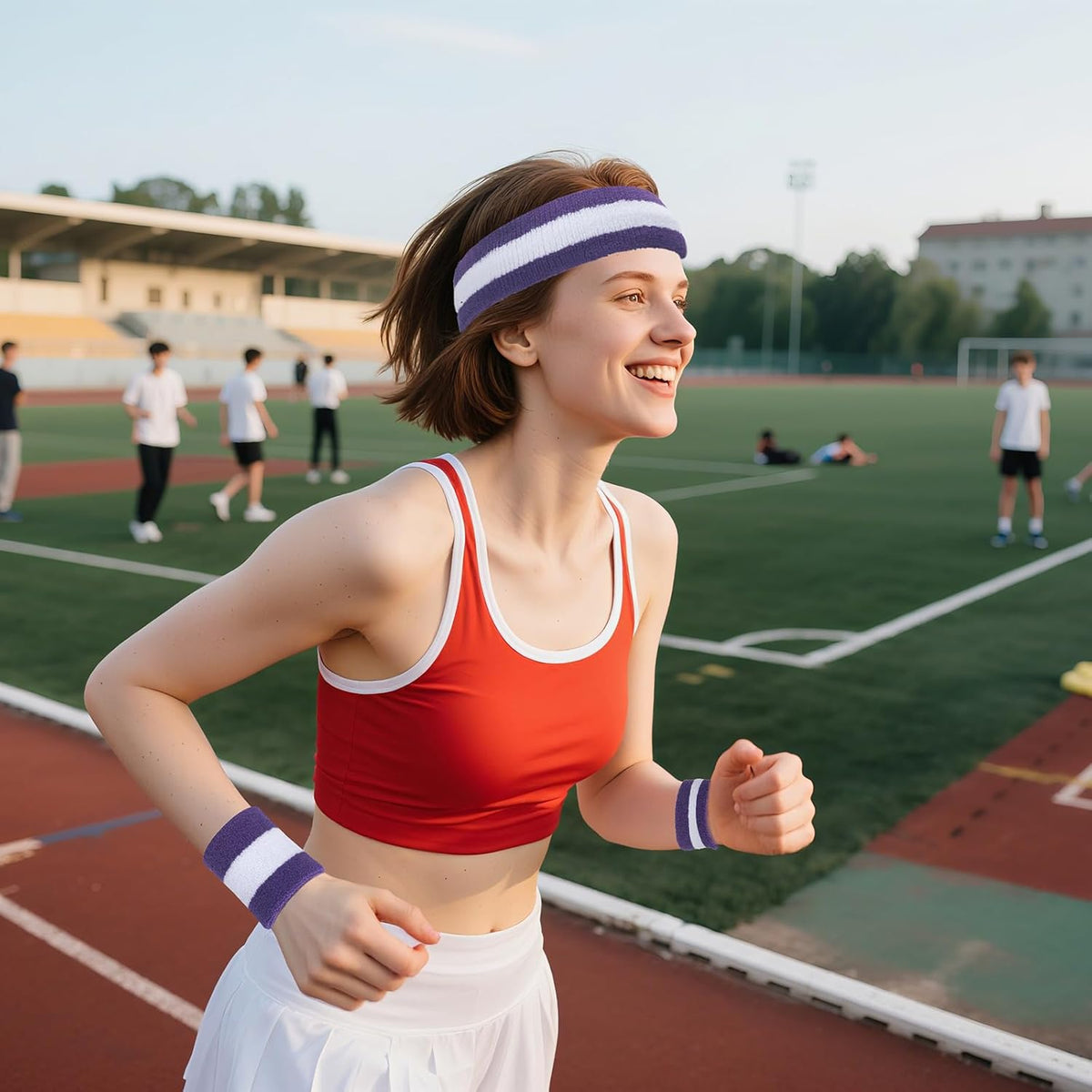 Sweatband Set Sports Headband Wristband Set Sweatbands Terry Cloth Wristband Wrist Sweatband Headbands Moisture Wicking Sweat Absorbing Head Band