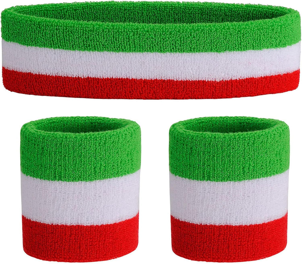 Sweatband Set Sports Headband Wristband Set Sweatbands Terry Cloth Wristband Wrist Sweatband Headbands Moisture Wicking Sweat Absorbing Head Band