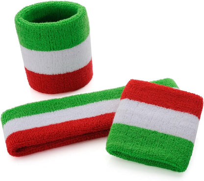 Sweatband Set Sports Headband Wristband Set Sweatbands Terry Cloth Wristband Wrist Sweatband Headbands Moisture Wicking Sweat Absorbing Head Band