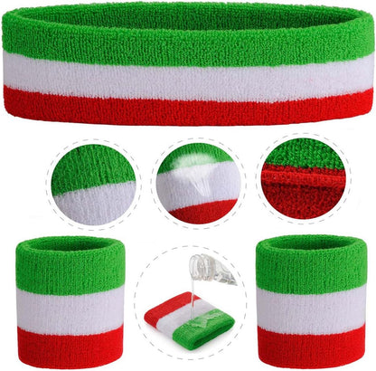 Sweatband Set Sports Headband Wristband Set Sweatbands Terry Cloth Wristband Wrist Sweatband Headbands Moisture Wicking Sweat Absorbing Head Band