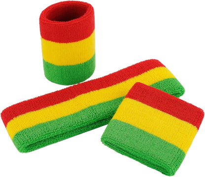 Sweatband Set Sports Headband Wristband Set Sweatbands Terry Cloth Wristband Wrist Sweatband Headbands Moisture Wicking Sweat Absorbing Head Band