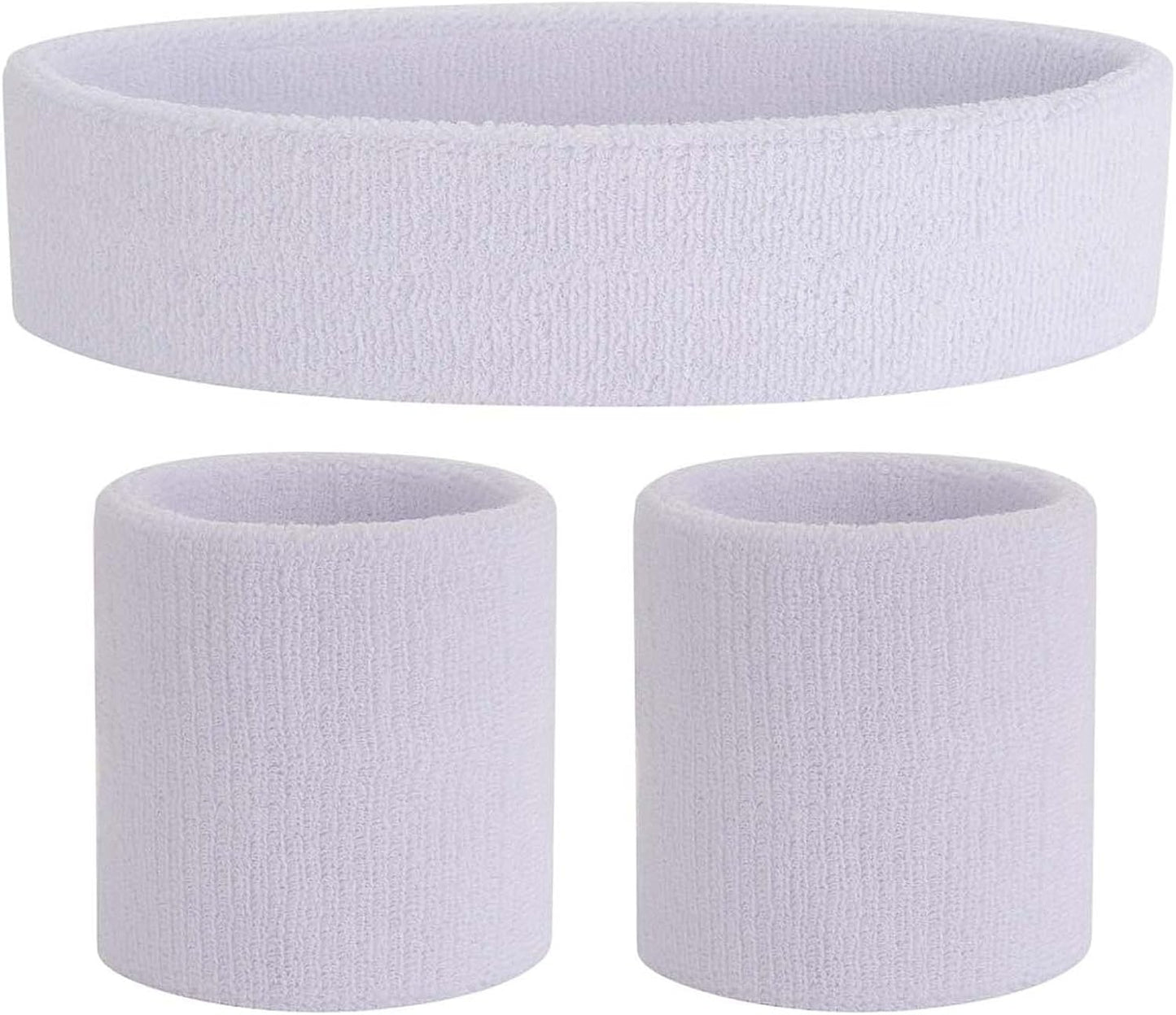 Sweatband Set Sports Headband Wristband Set Sweatbands Terry Cloth Wristband Wrist Sweatband Headbands Moisture Wicking Sweat Absorbing Head Band